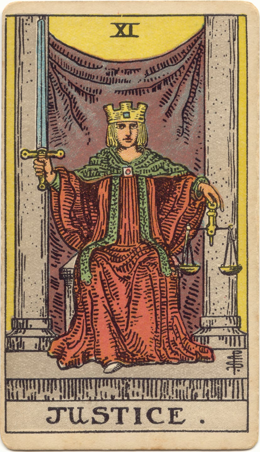Adalet Rider–Waite–Smith tarot kartı