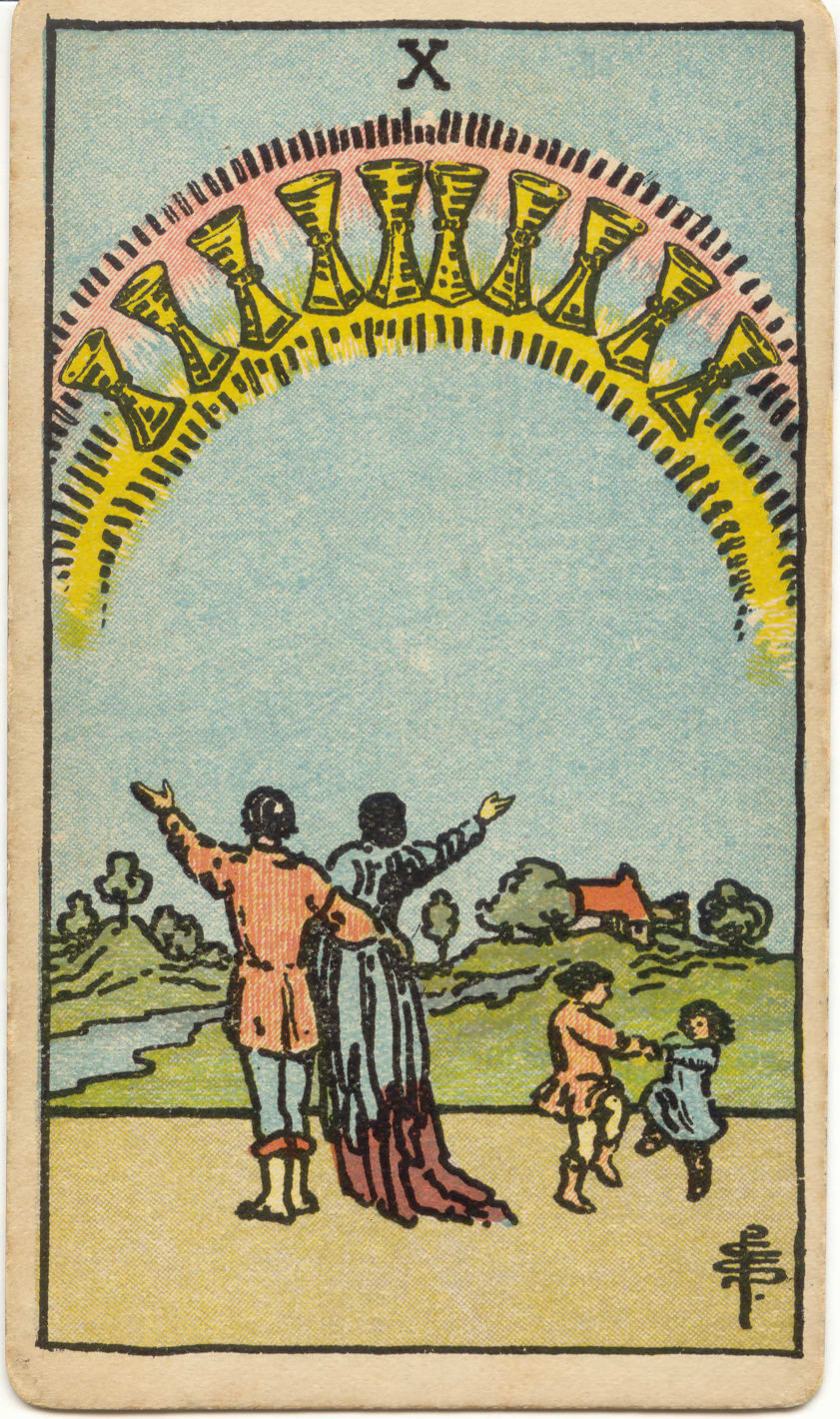Kupaların Onlusu Rider–Waite–Smith tarot kartı