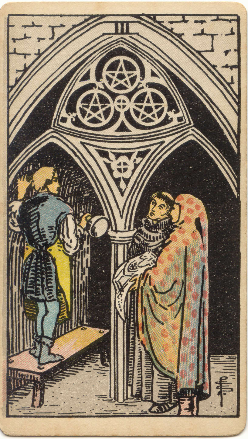 Pentagramların Üçlüsü Rider–Waite–Smith tarot kartı