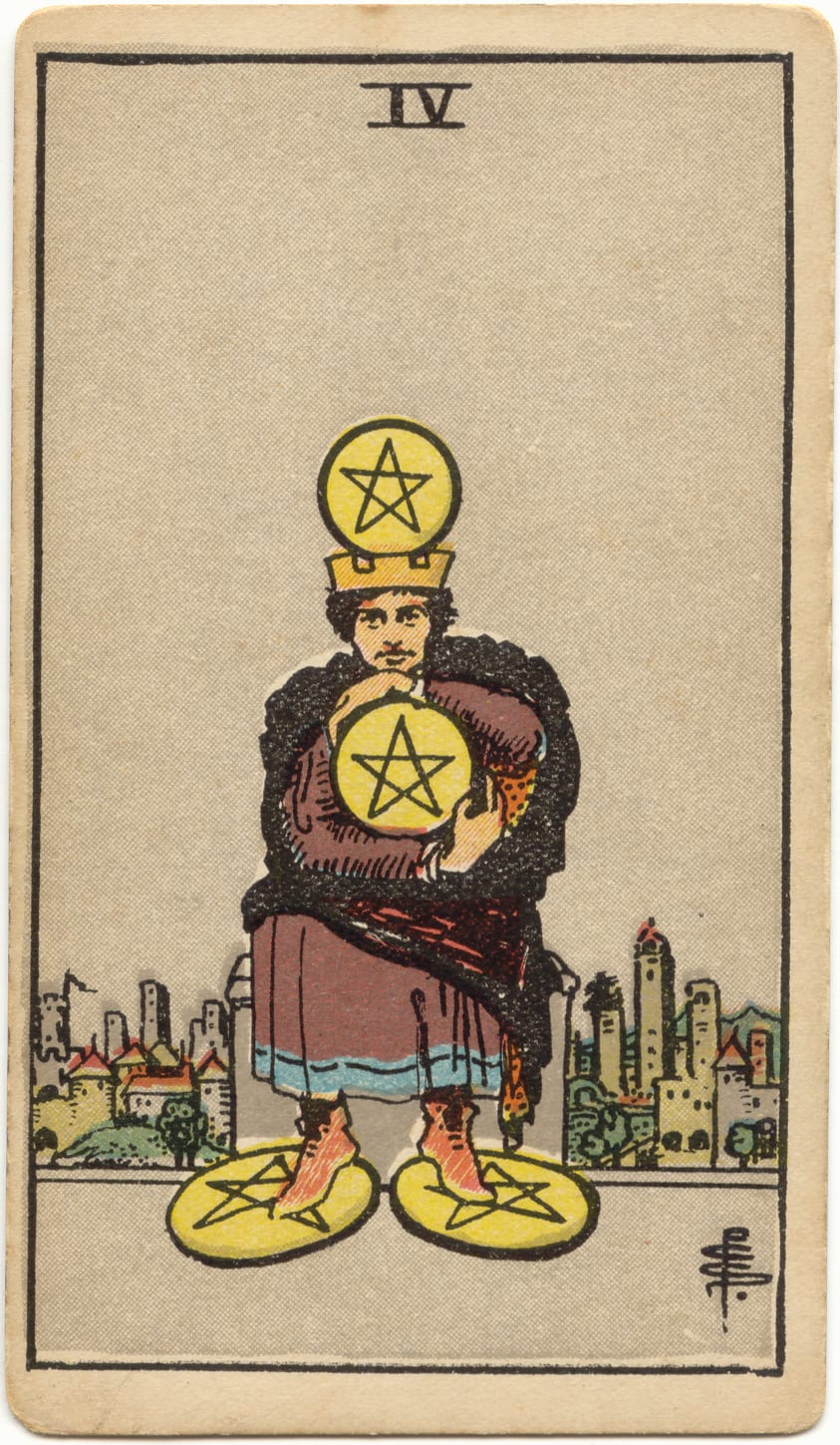 Four of Pentacles Rider–Waite–Smith tarot card
