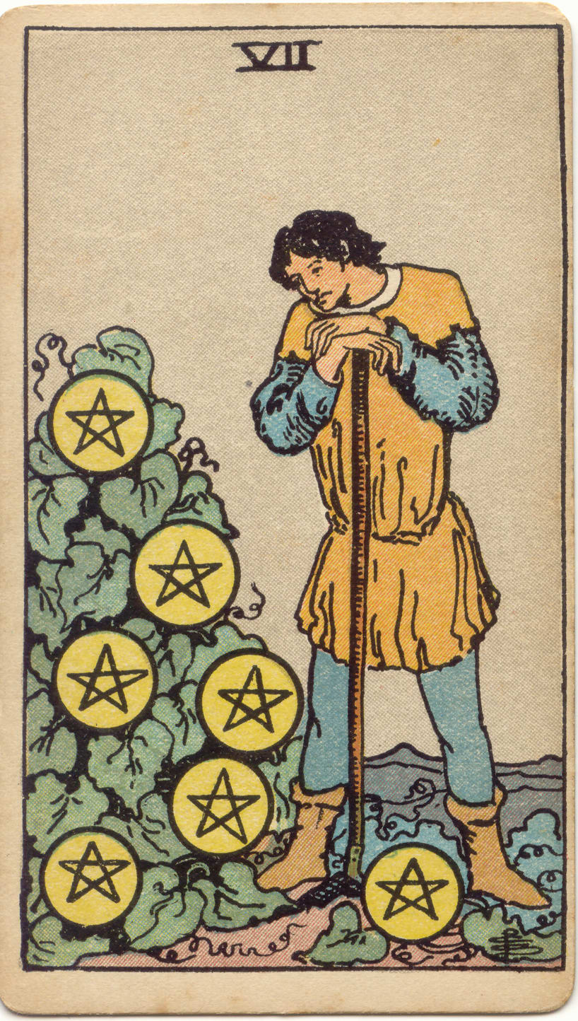 Pentagramların Yedilisi Rider–Waite–Smith tarot kartı