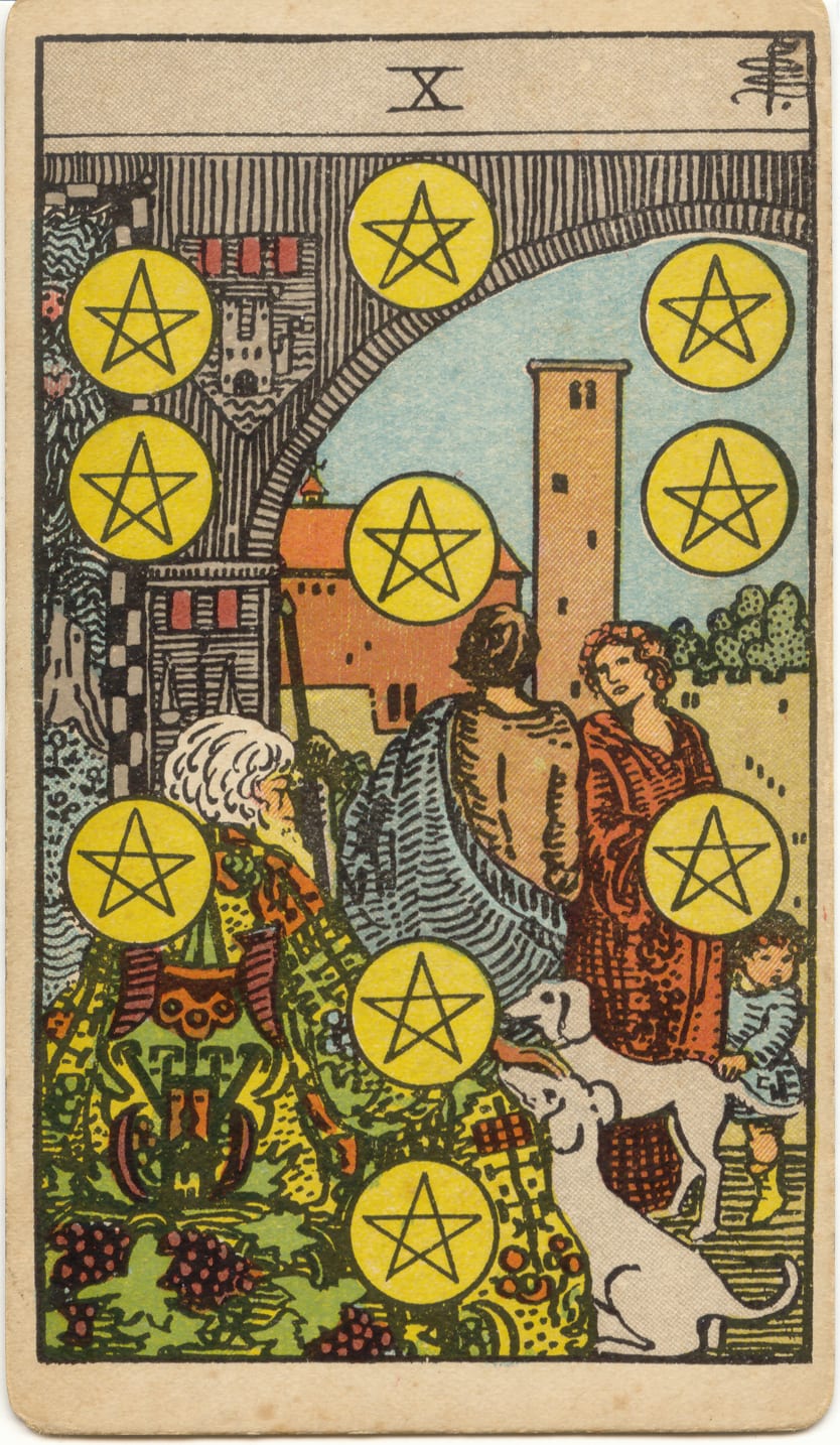 Ten of Pentacles Rider–Waite–Smith tarot card