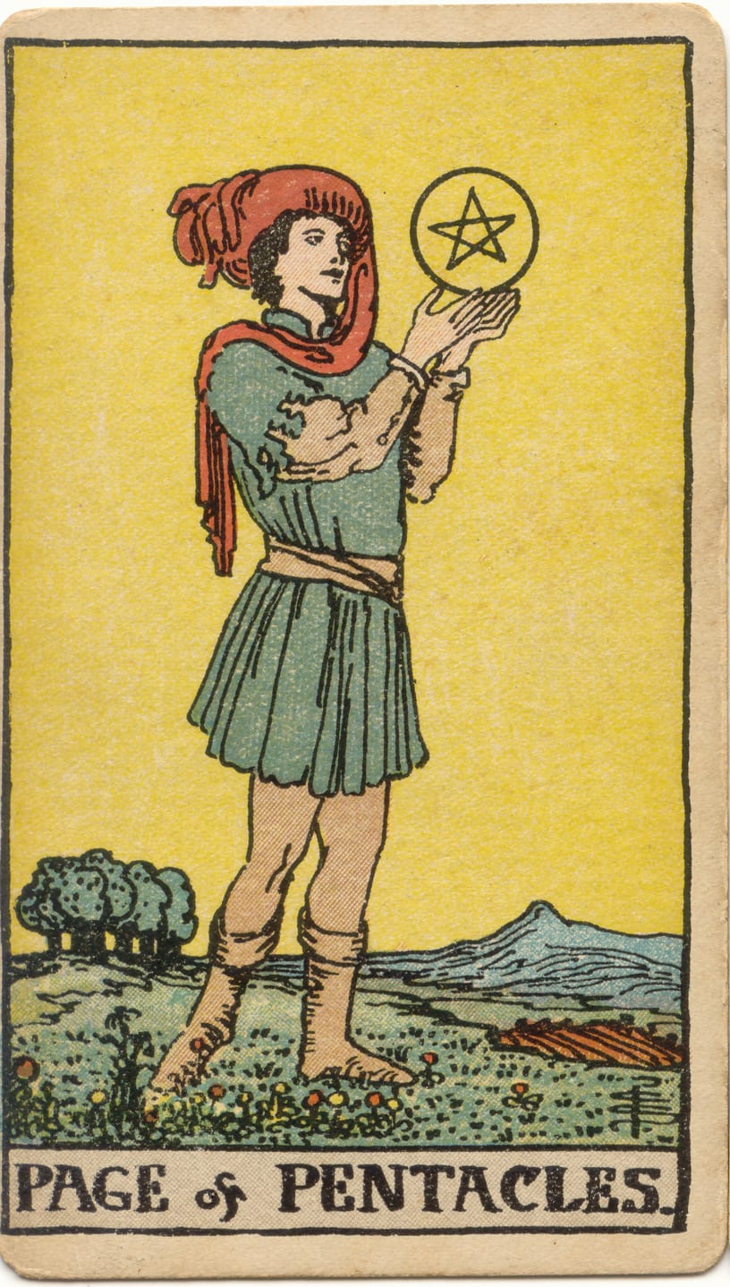 Pentagramların Uşağı Rider–Waite–Smith tarot kartı