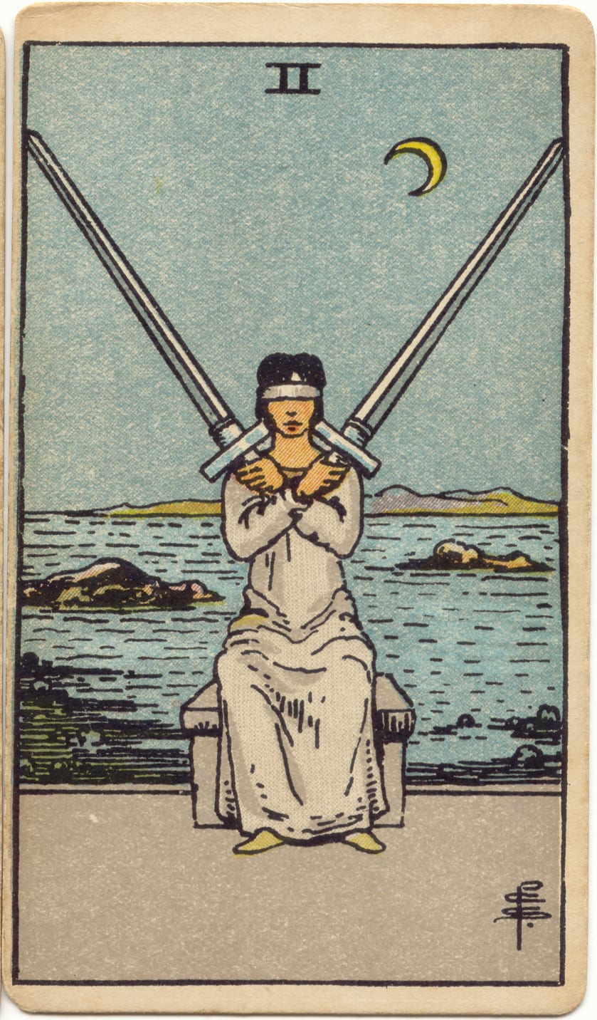 Kılıçların İkilisi Rider–Waite–Smith tarot kartı