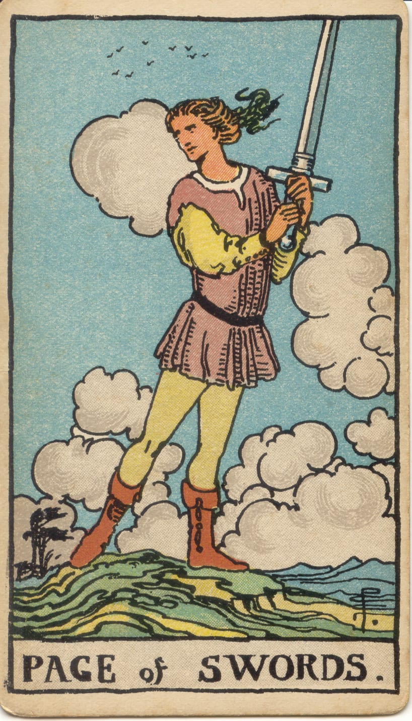 Kılıçların Uşağı Rider–Waite–Smith tarot kartı