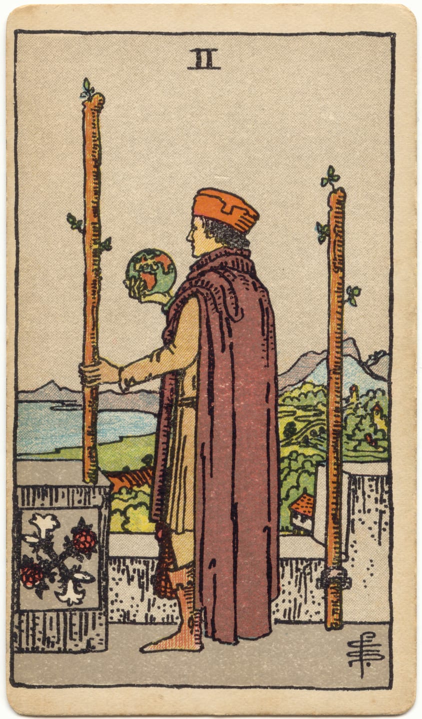 Asaların İkilisi Rider–Waite–Smith tarot kartı