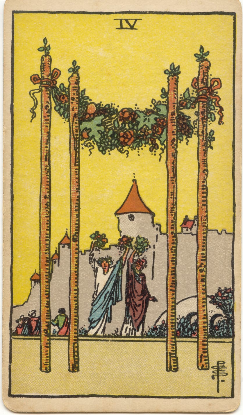 Asaların Dörtlüsü Rider–Waite–Smith tarot kartı