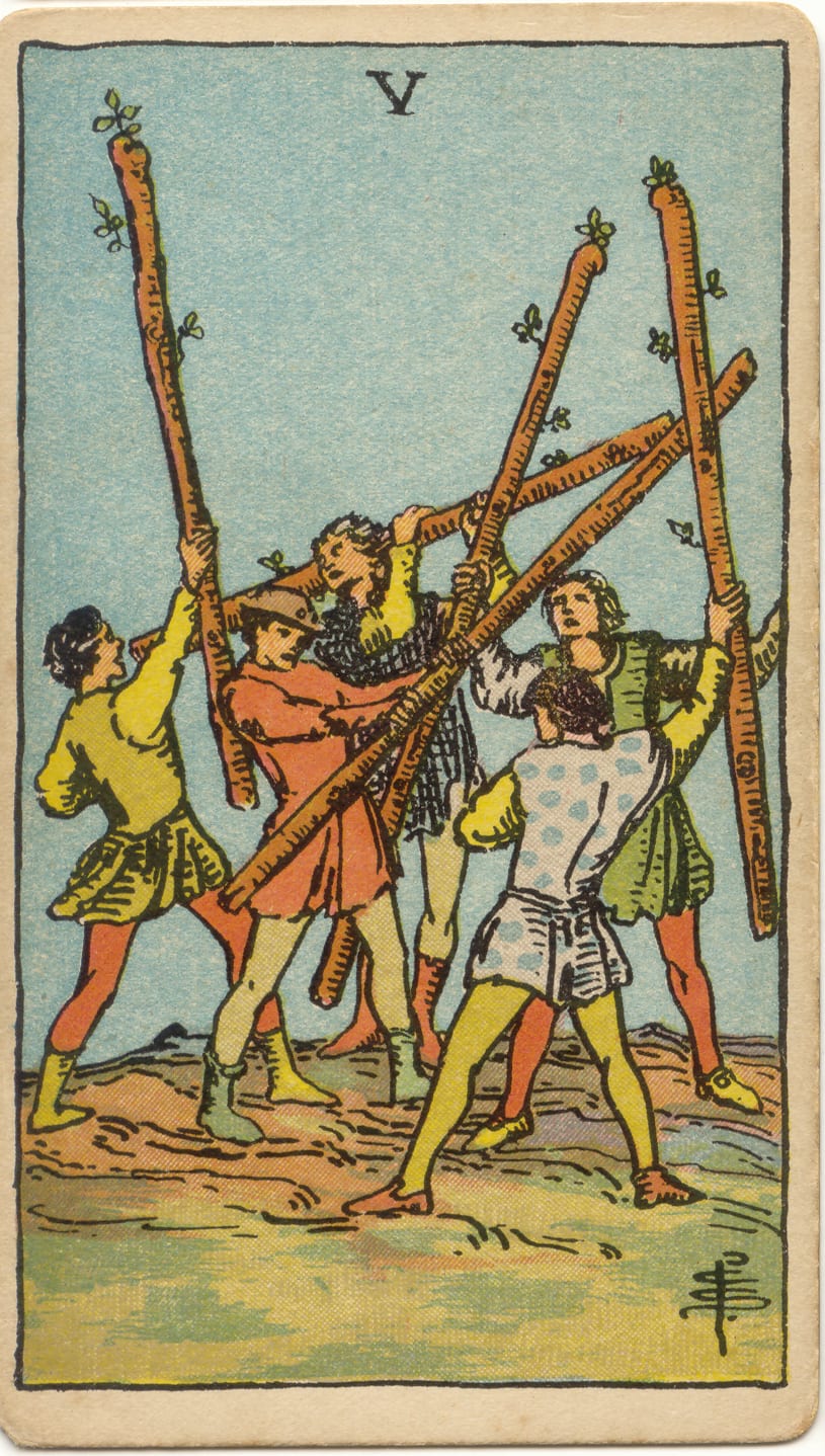 Asaların Beşlisi Rider–Waite–Smith tarot kartı